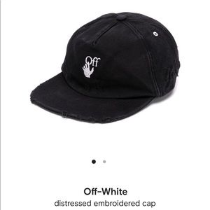 Off-White Black Distressed Embroidered Cap